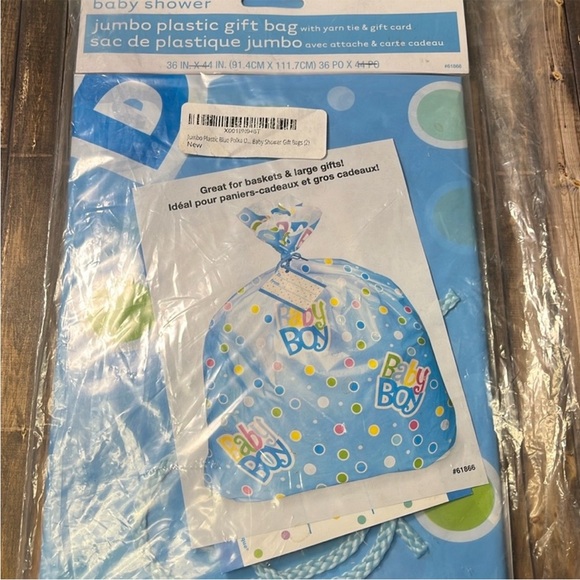 5for$10 Extra-Large Blue Polka Dots Gift Bag for Baby Shower - 44" x 36" Boy - Picture 2 of 5